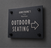 Custom Outdoor Seating Directional Sign – Business Wall Decor