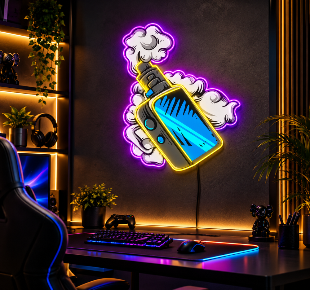 Vape Smoke LED Neon Sign – Colorful Wall Decor