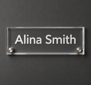 Personalized Clear Acrylic Office Door Name Sign with Silver Text