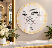 Custom UV Printed Acrylic Beauty Salon Sign – Round Logo Plaque