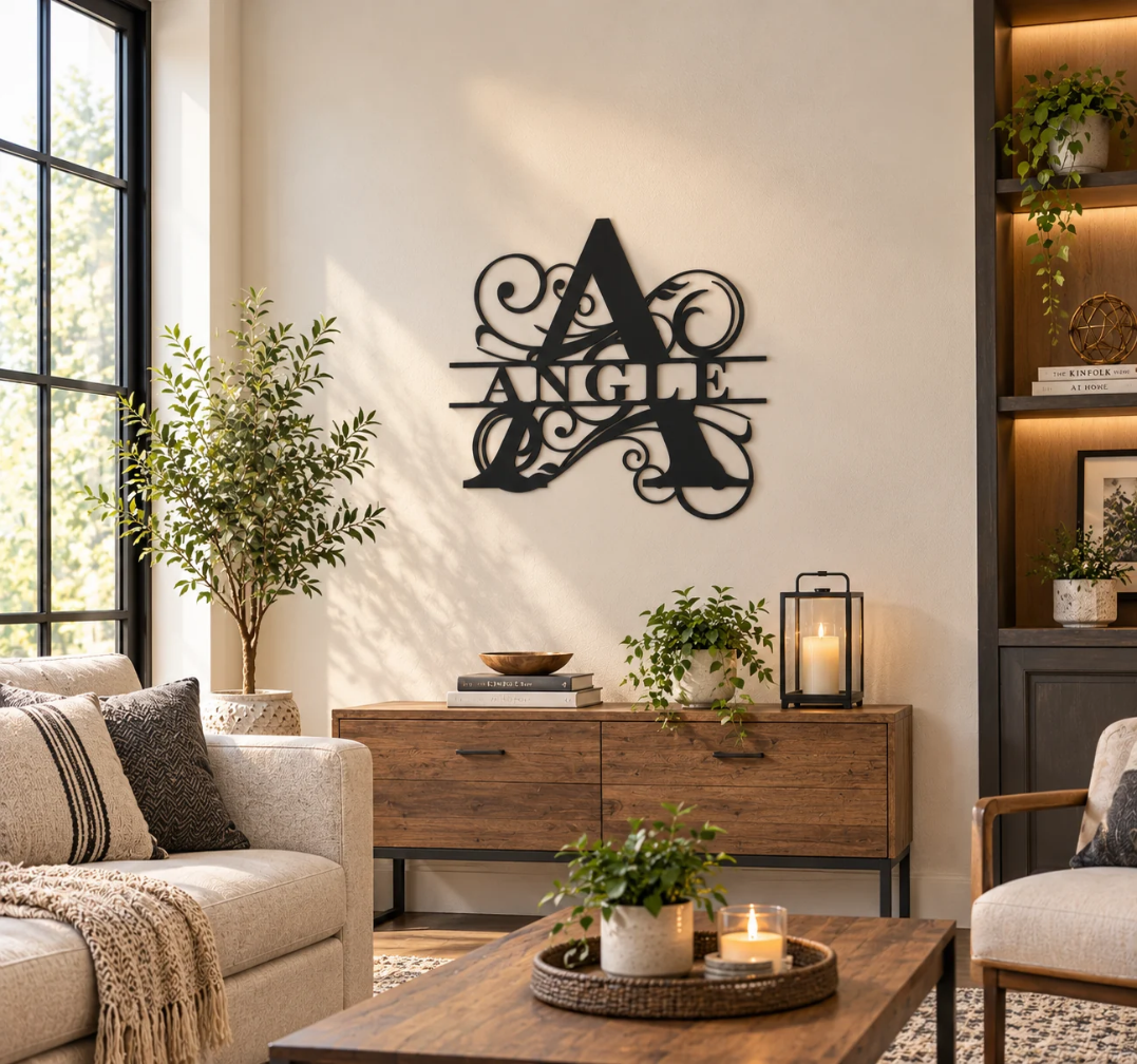 Personalized Metal Initial Name Sign – Custom Monogram Wall Art