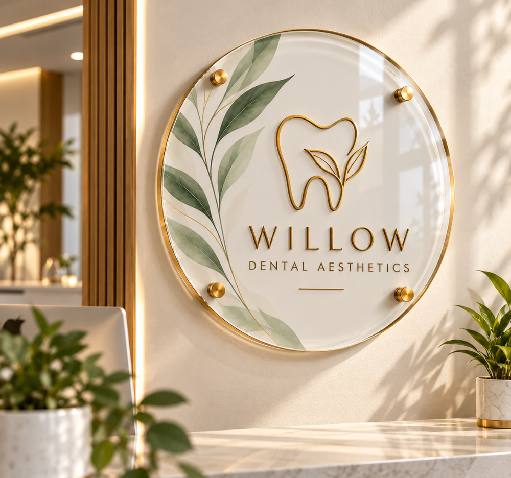 Custom UV Printed Acrylic Business Sign – Round Wall Plaque