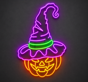 Witch Hat Pumpkin Neon Sign – Halloween LED Decor