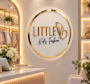 Custom Round Acrylic Business Logo Sign – Gold Mirror Wall Decor