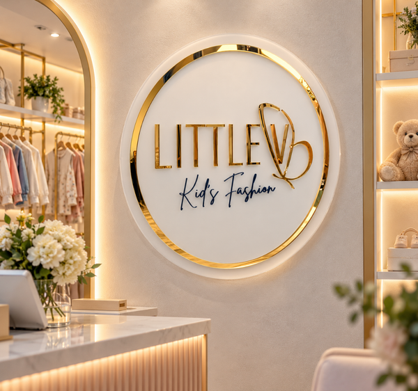 Custom Round Acrylic Business Logo Sign – Gold Mirror Wall Decor