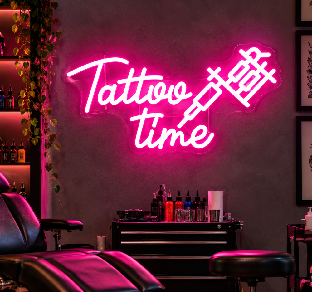 Tattoo Time LED Neon Sign for Tattoo Studio & Shop Wall Decor