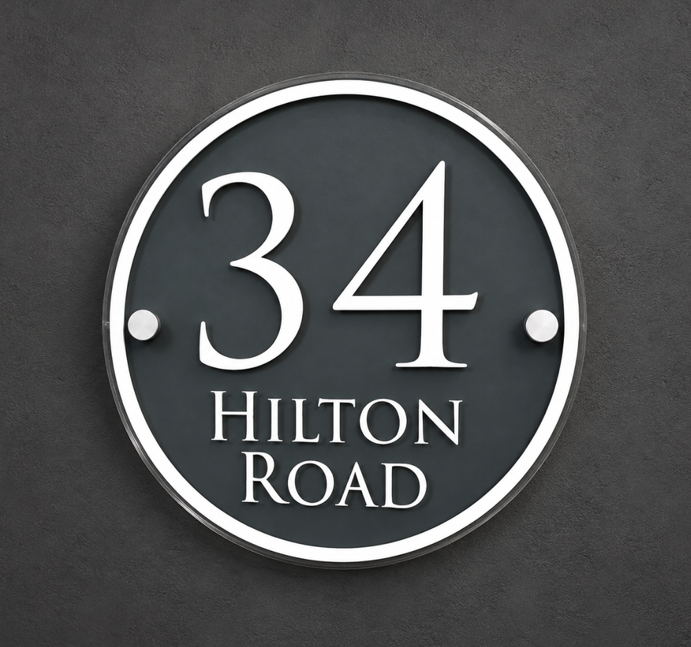 Custom Round House Number Plaque – Modern Address Wall Sign
