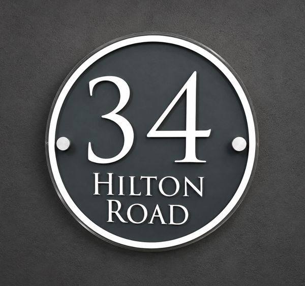 Custom Round House Number Plaque – Modern Address Wall Sign