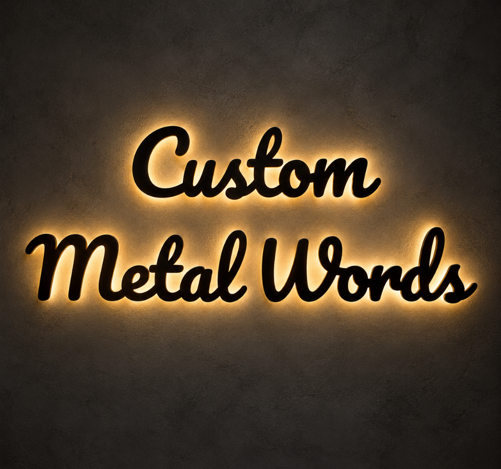 Custom Metal Words LED Backlit Sign – Halo-Lit Wall Decor