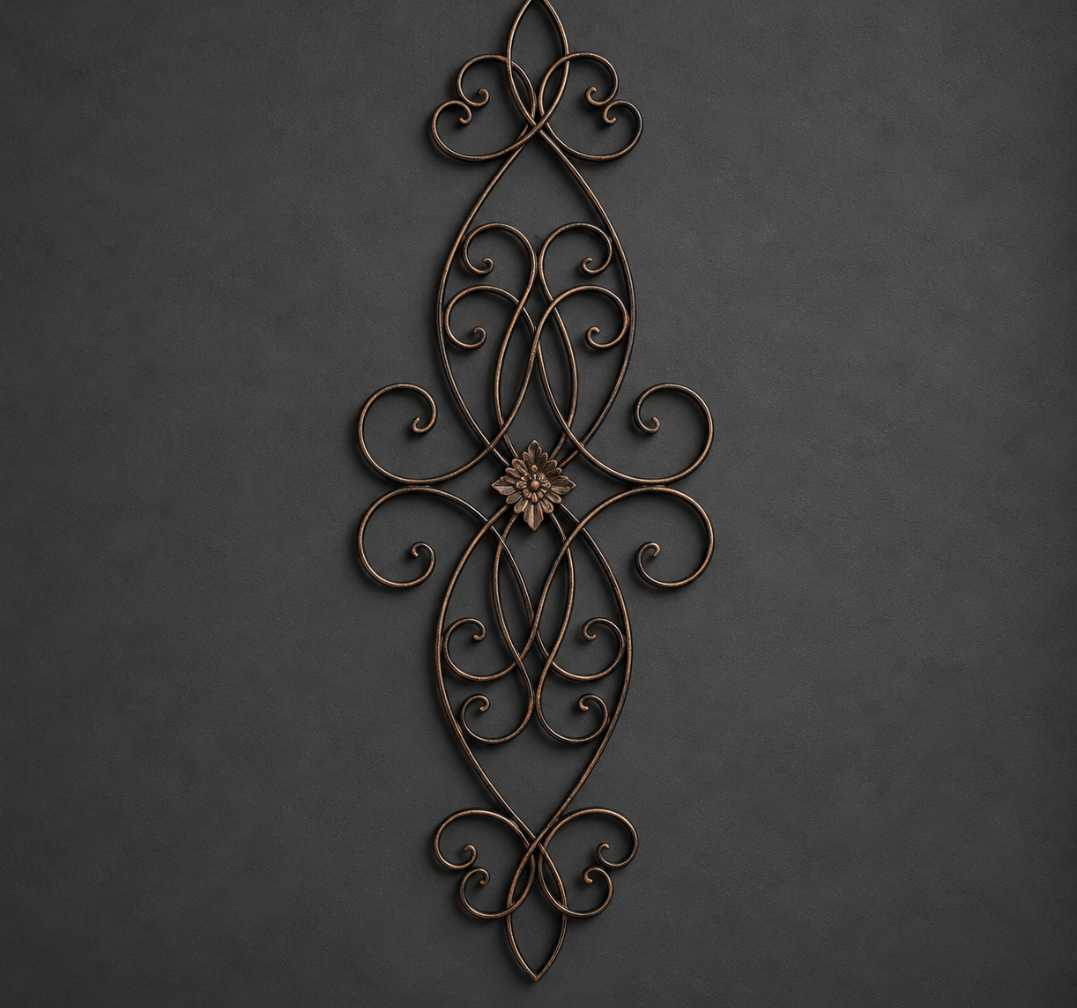 Antique Bronze Scrollwork Metal Wall Art – Floral Wall Decor