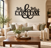 Mr & Mrs Metal Name Sign – Black Wedding Wall Decor