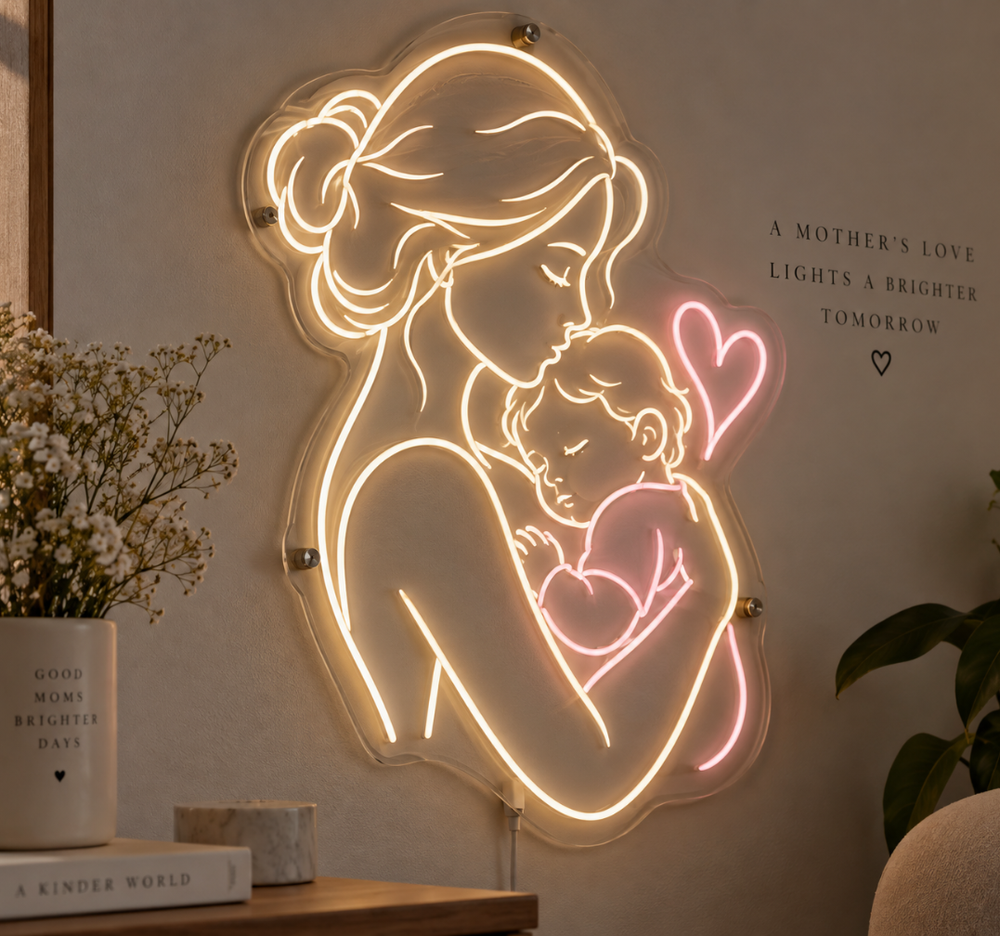Mother and Child Portrait Neon Sign – Heartwarming LED Wall Light