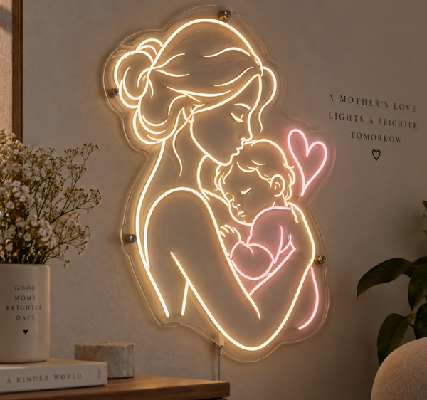 Mother and Child Portrait Neon Sign – Heartwarming LED Wall Light
