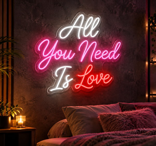 All You Need Is Love LED Neon Sign – Romantic Bedroom & Wedding Decor