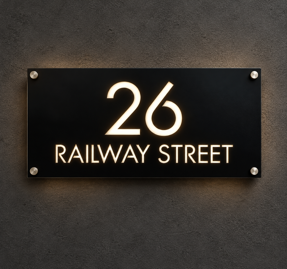 26 Railway Street LED Illuminated House Number Sign