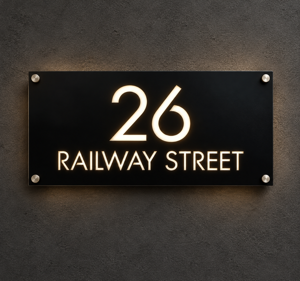 26 Railway Street LED Illuminated House Number Sign