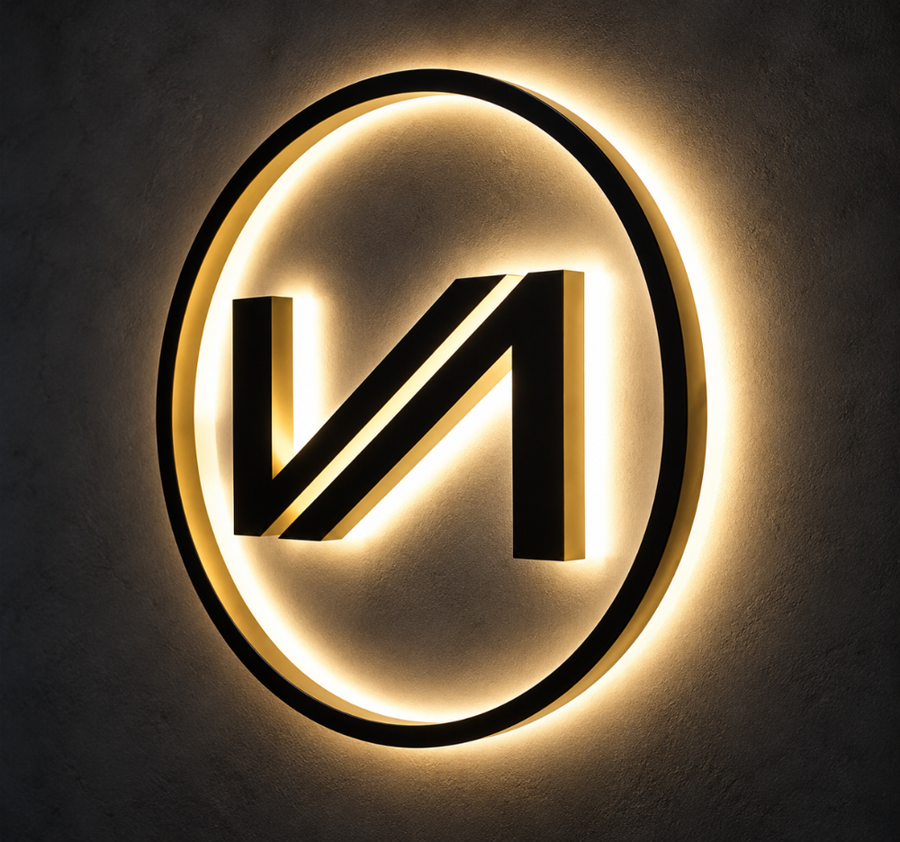 Modern Circular Logo LED Backlit Sign – Business Wall Decor