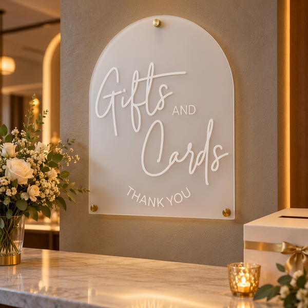 Frosted Acrylic Gifts and Cards Sign – Wedding Thank You Decor