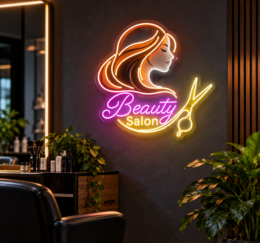 Beauty Salon LED Neon Sign – Hair Stylist Wall Decor Light