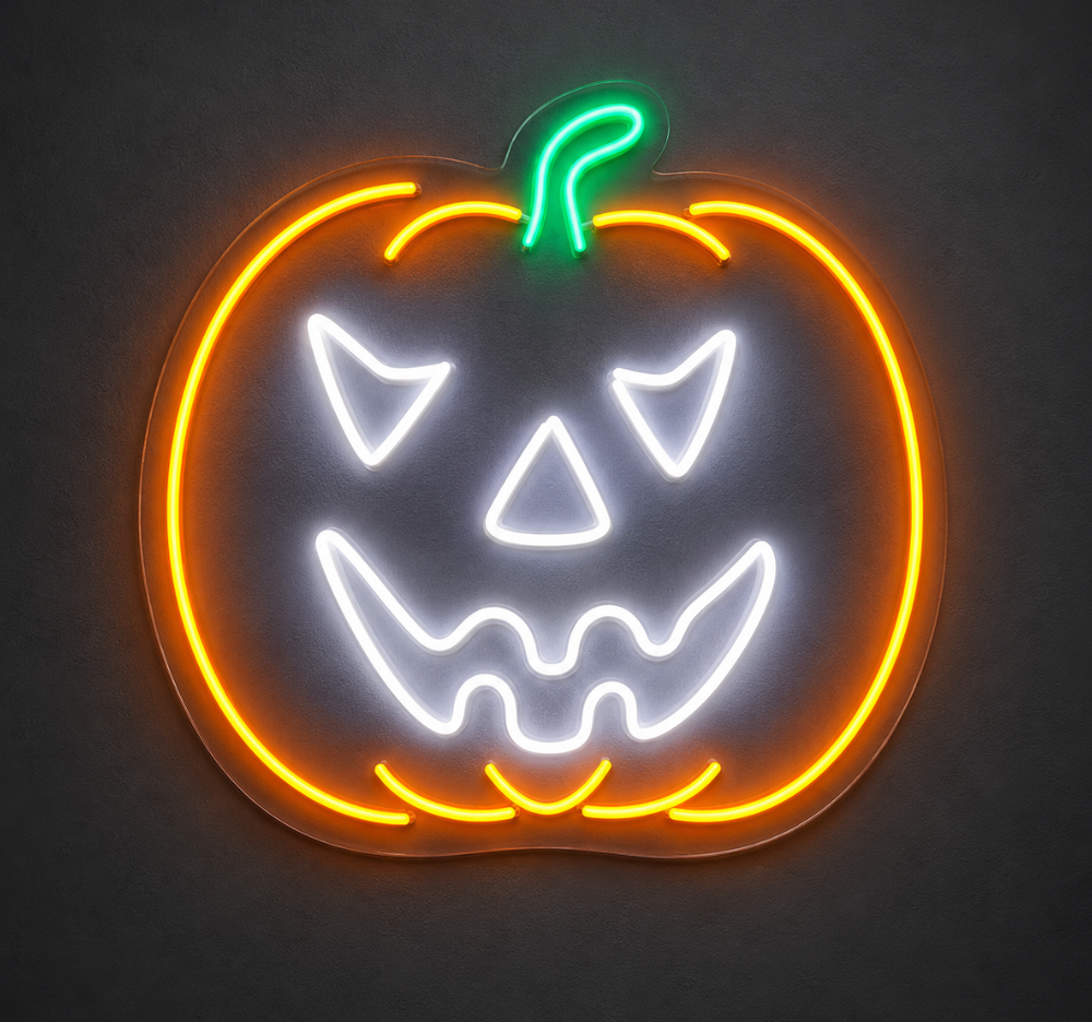 Halloween Pumpkin LED Neon Sign – Yellow and White