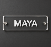 Personalized Clear Acrylic Name Sign with 3D Silver Letters