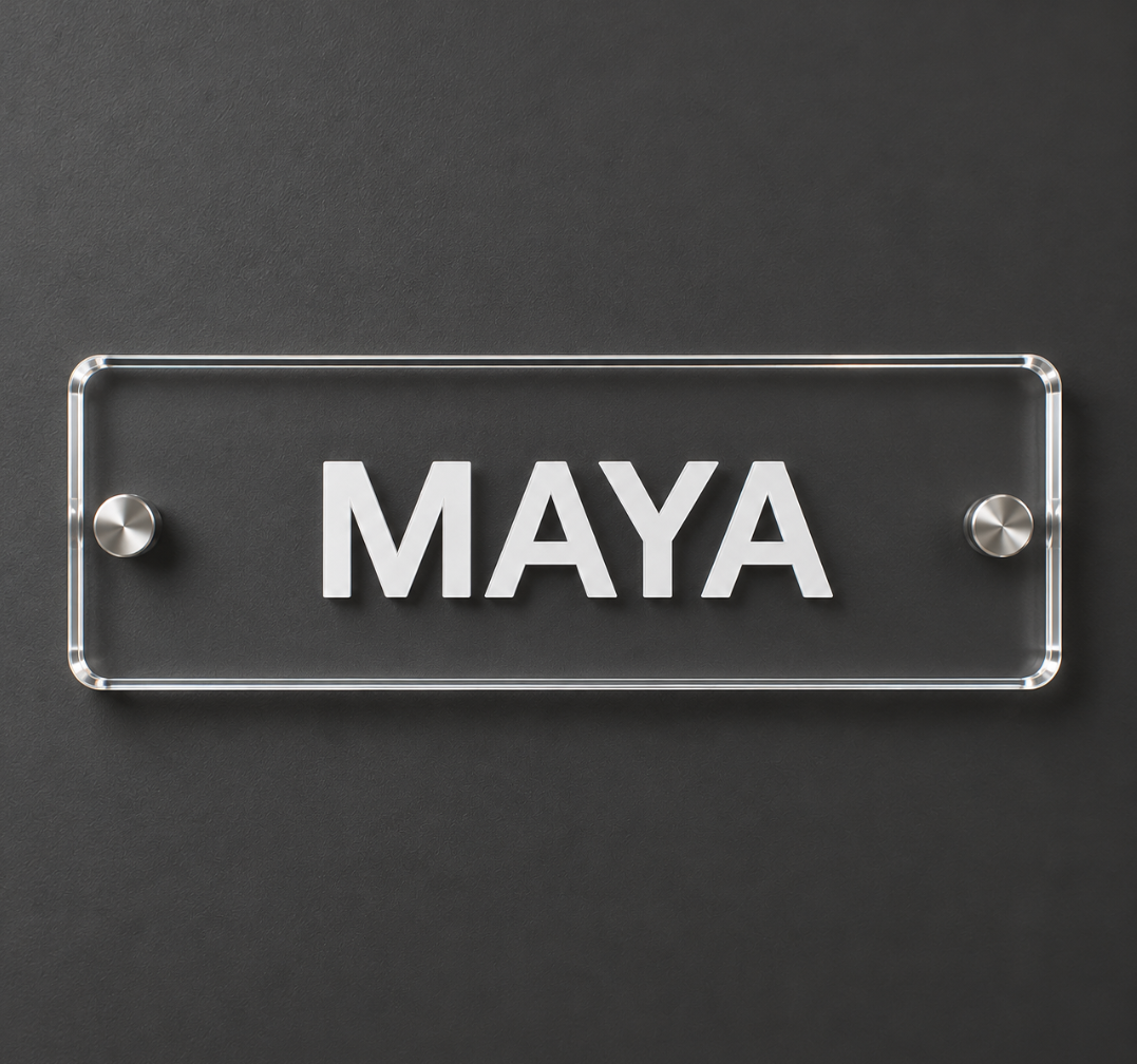 Personalized Clear Acrylic Name Sign with 3D Silver Letters