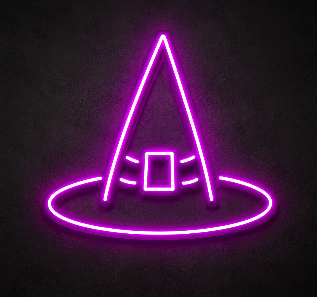 Witch Hat Halloween Neon Sign – LED Spooky Decor