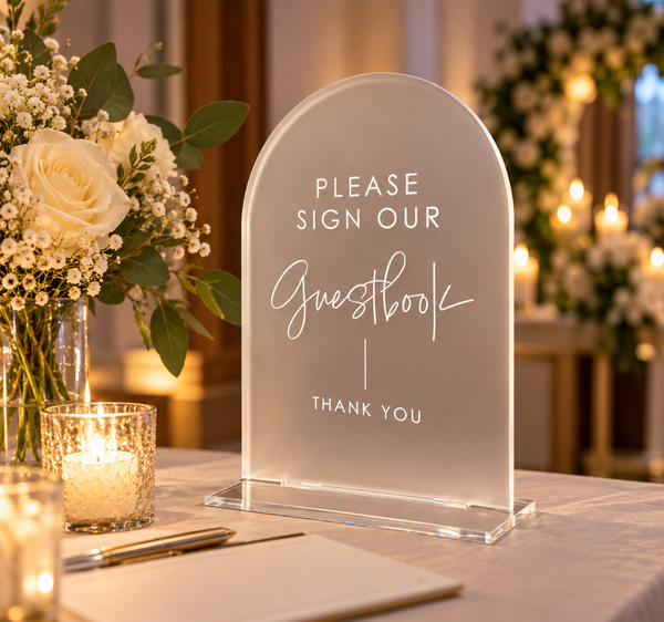 Frosted Acrylic Guestbook Sign – Wedding Table Decoration