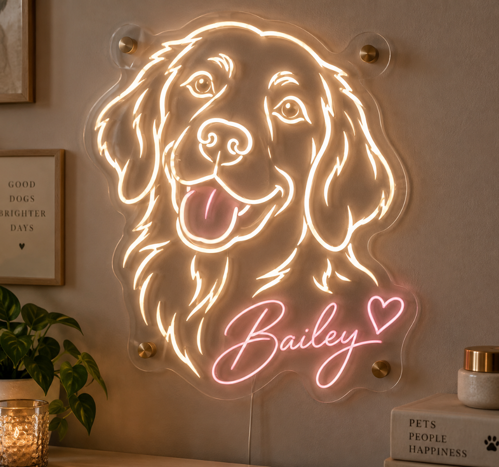Pet Portrait Neon Sign – Personalized LED Wall Decor & Custom Pet Artwork