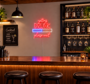 Getting Drunk Please Wait Neon Sign – Funny Bar & Party LED Wall Decor