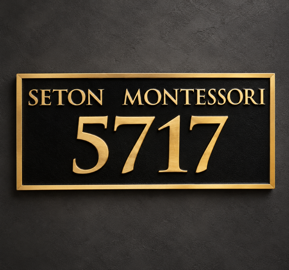 Seton Montessori 5717 Gold & Black Address Plaque Sign