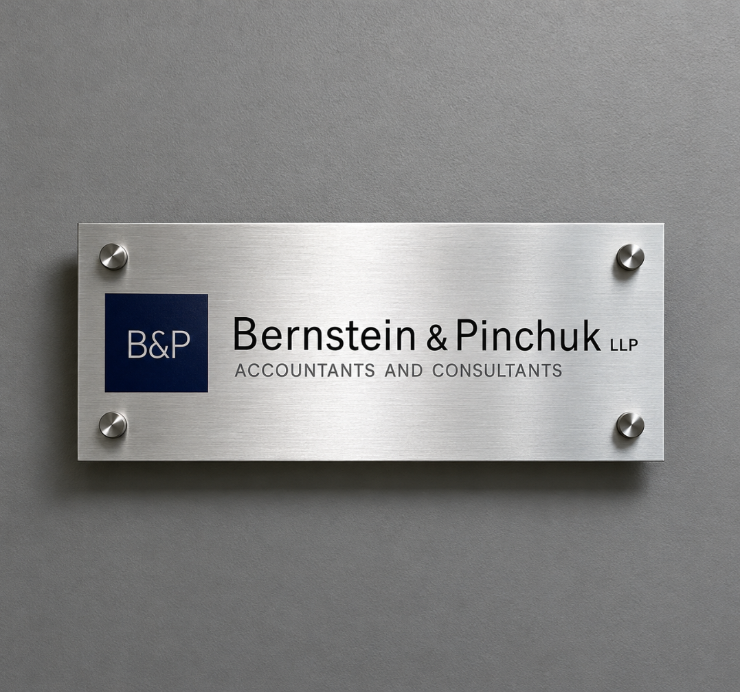 Brushed Silver Business Logo Plaque for Office Walls