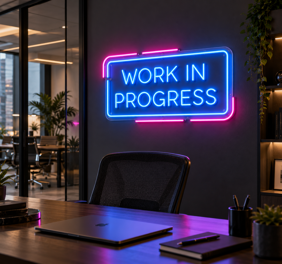 Work In Progress Neon Sign – Office & Business LED Neon Light Decor