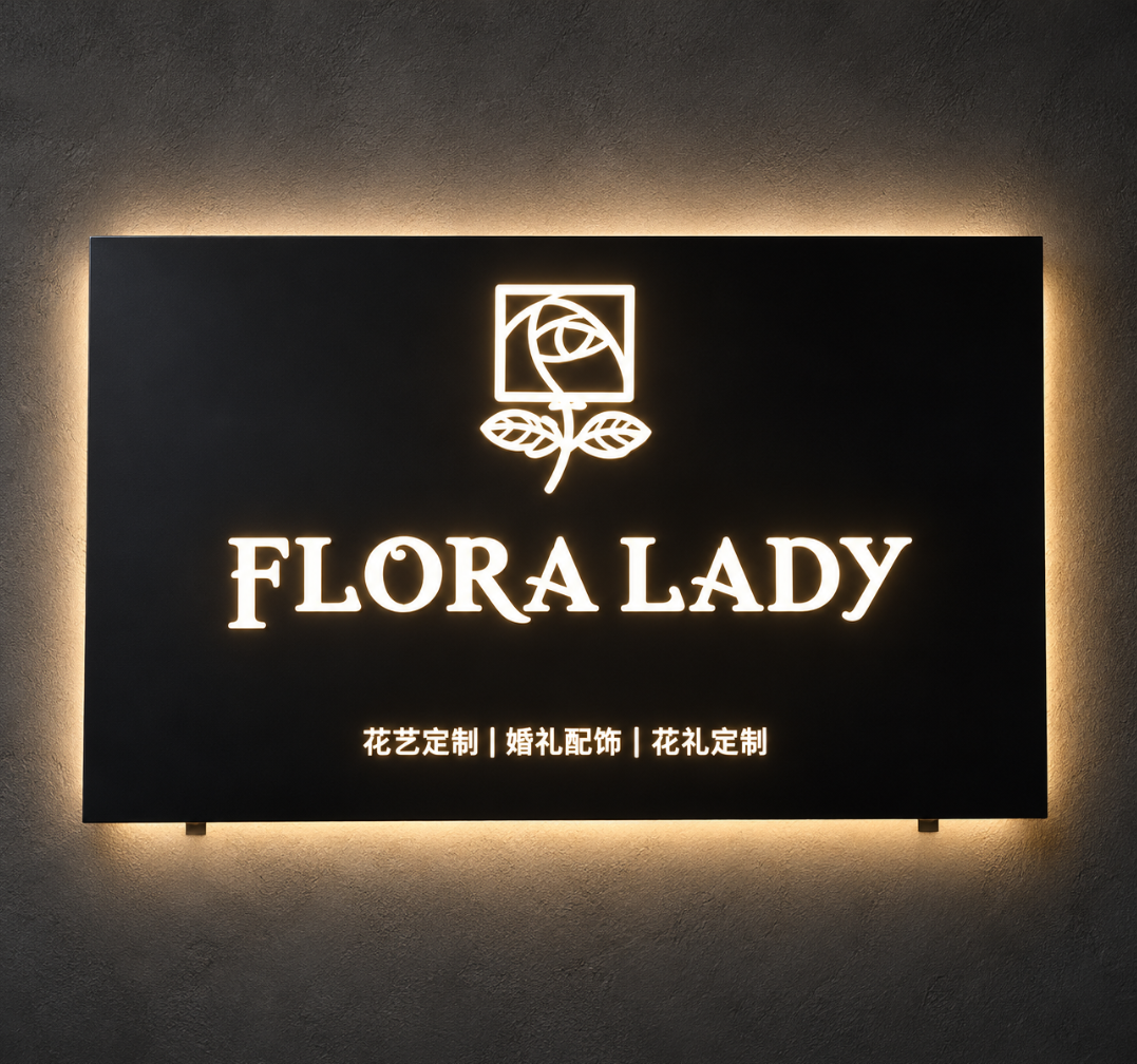 Flora Lady LED Backlit Business Sign – Floral Shop Wall Decor
