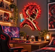 Anime Warrior LED Neon Sign UV Printed Wall Art