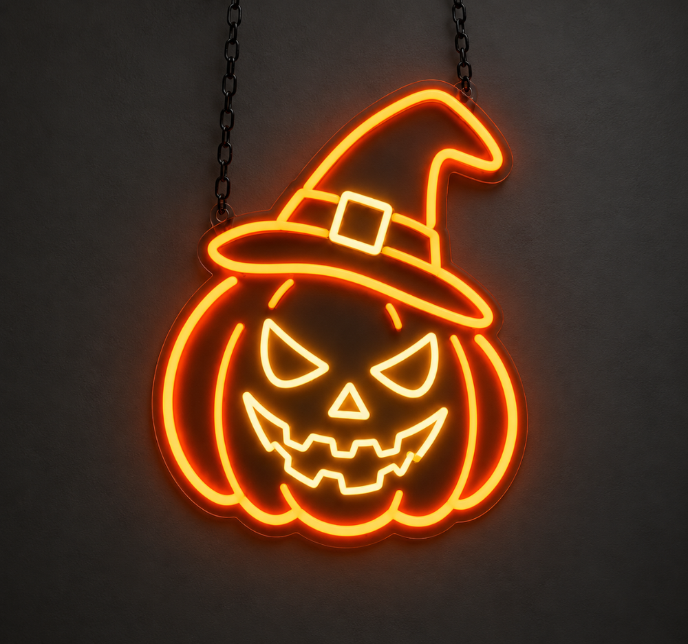 Pumpkin Witch Hat Neon Sign