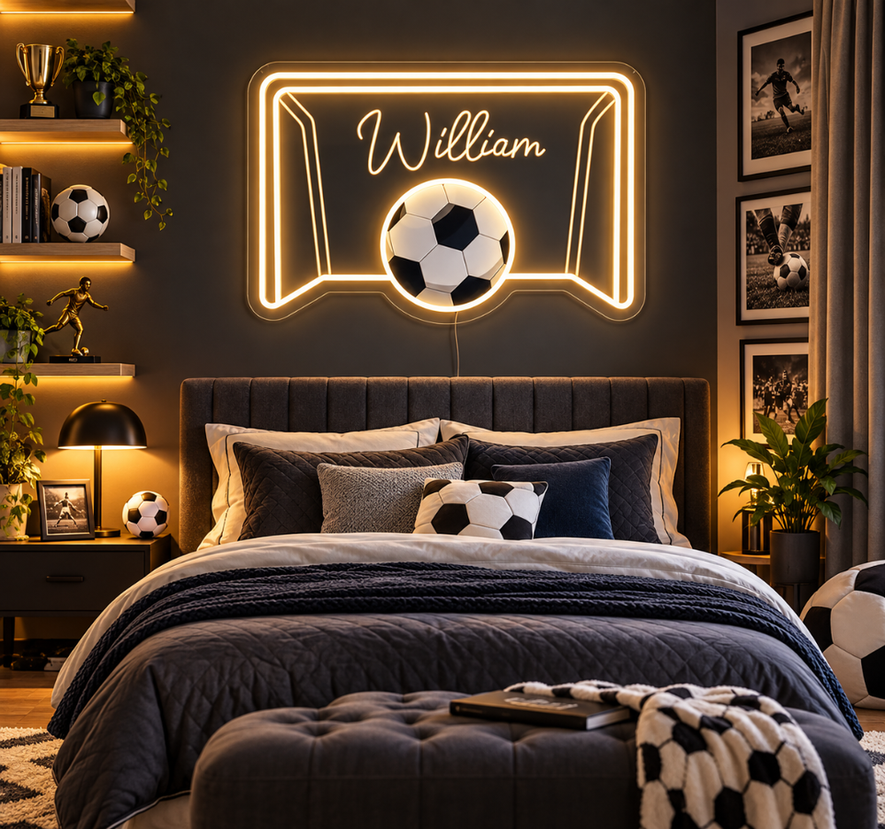 Custom Soccer Goal Neon Sign – Personalized LED Football Wall Decor