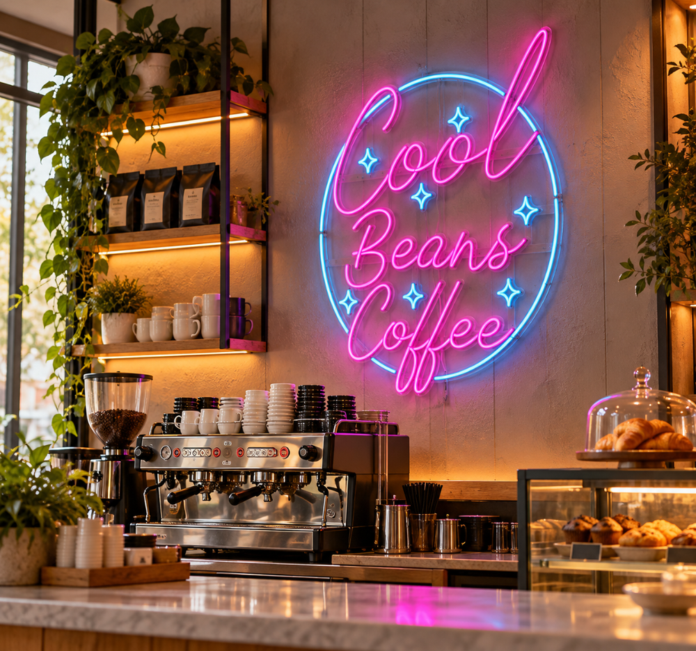 Cool Beans Coffee LED Neon Sign – Coffee Shop Wall Decor