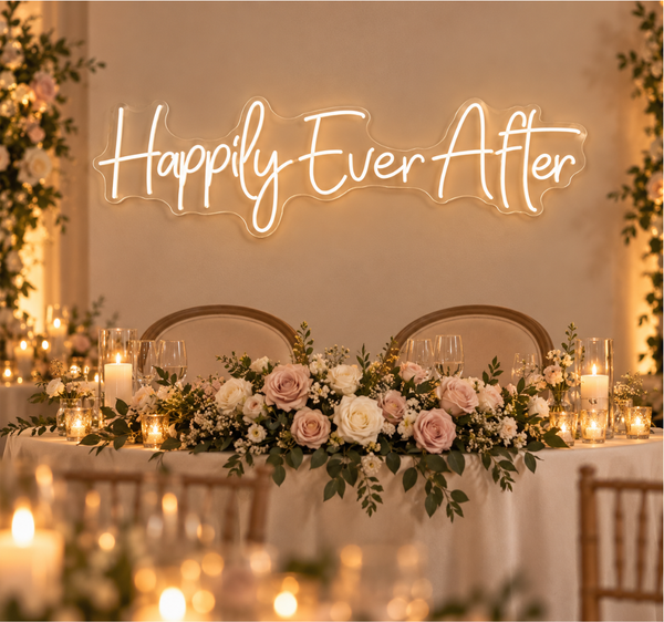 Happily Ever After Neon Sign for Wedding Reception Decor