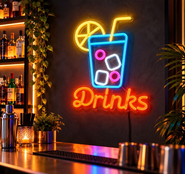 Cocktail Drinks LED Neon Sign – Vibrant Bar & Lounge Wall Decor