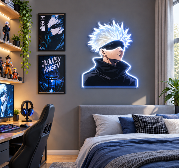Anime Neon Sign – White LED Anime Character Wall Art