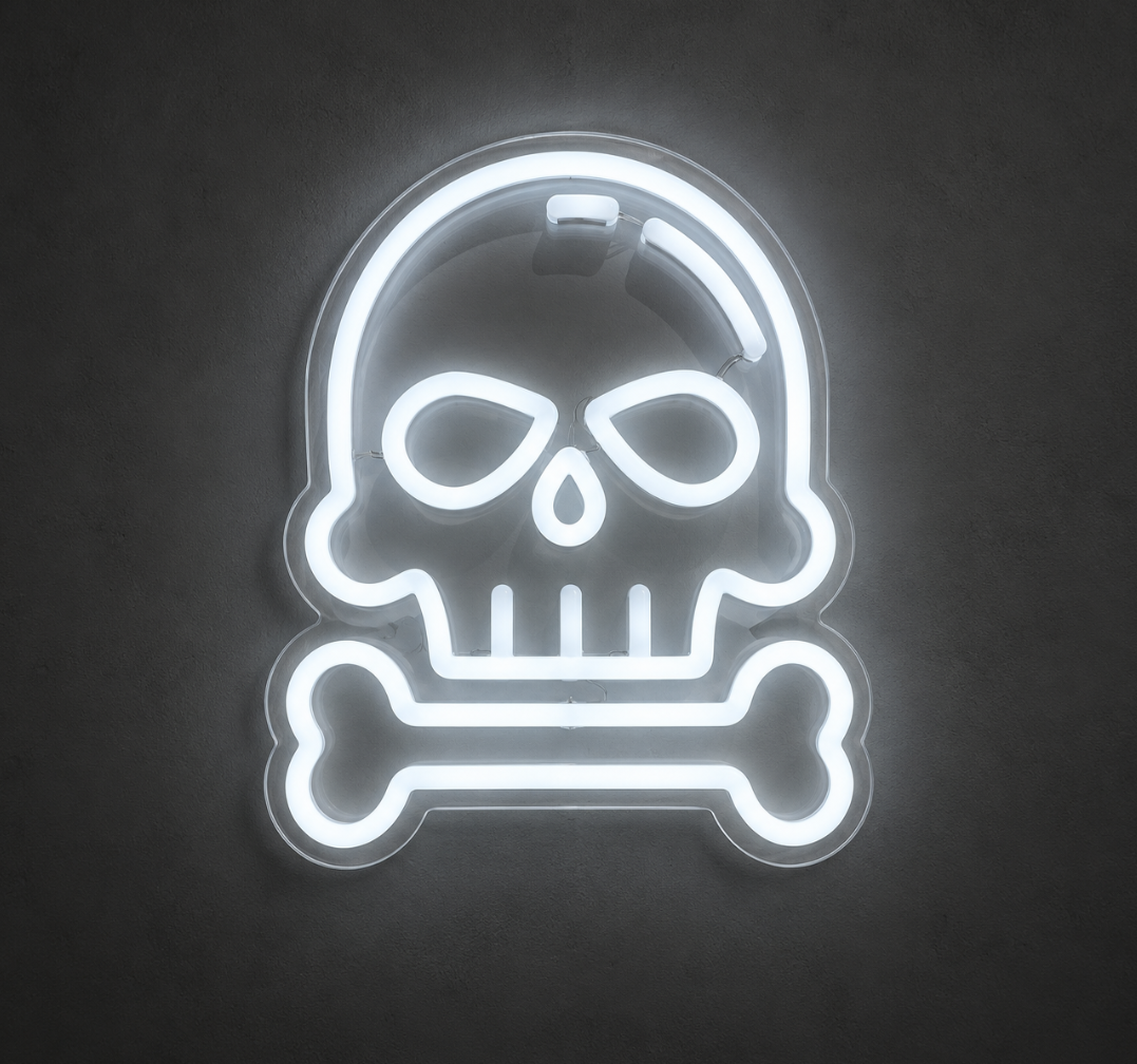 Skull and Bone Halloween Neon Sign – LED Spooky Decor