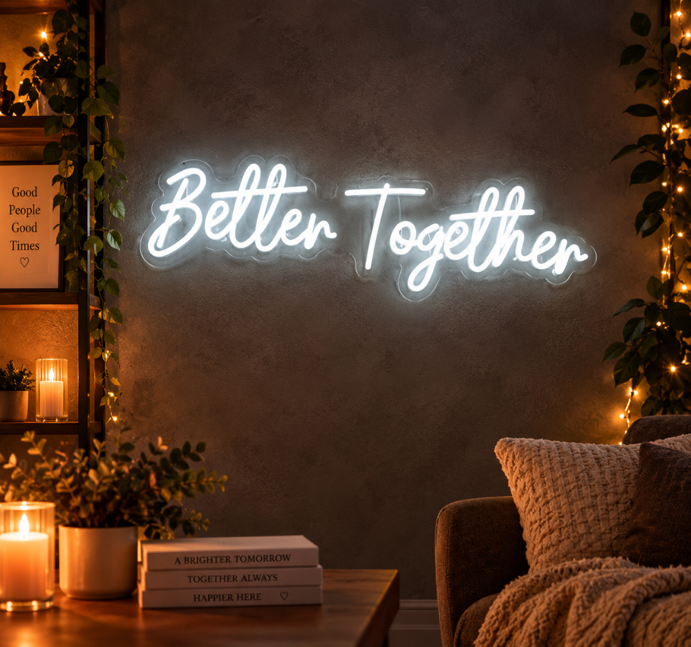 Better Together White LED Neon Sign – Romantic Wedding Wall Decor