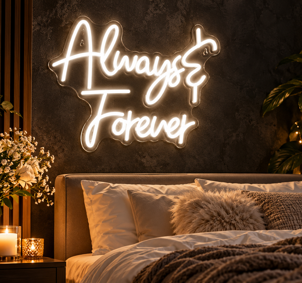Always & Forever LED Neon Sign – Romantic Wedding & Bedroom Wall Decor