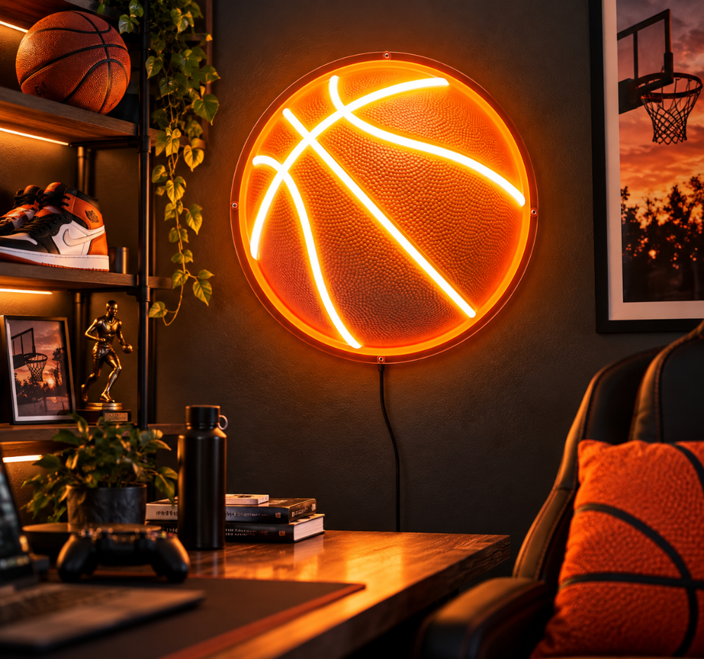 Basketball LED Neon Sign – Sports Wall Decor for Game Rooms