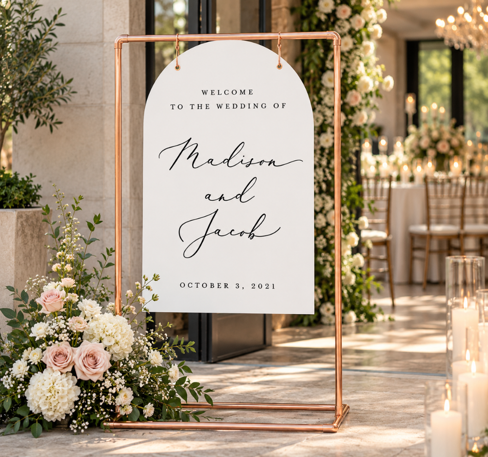 Personalized Arch Wedding Welcome Sign – Custom Hanging Decor