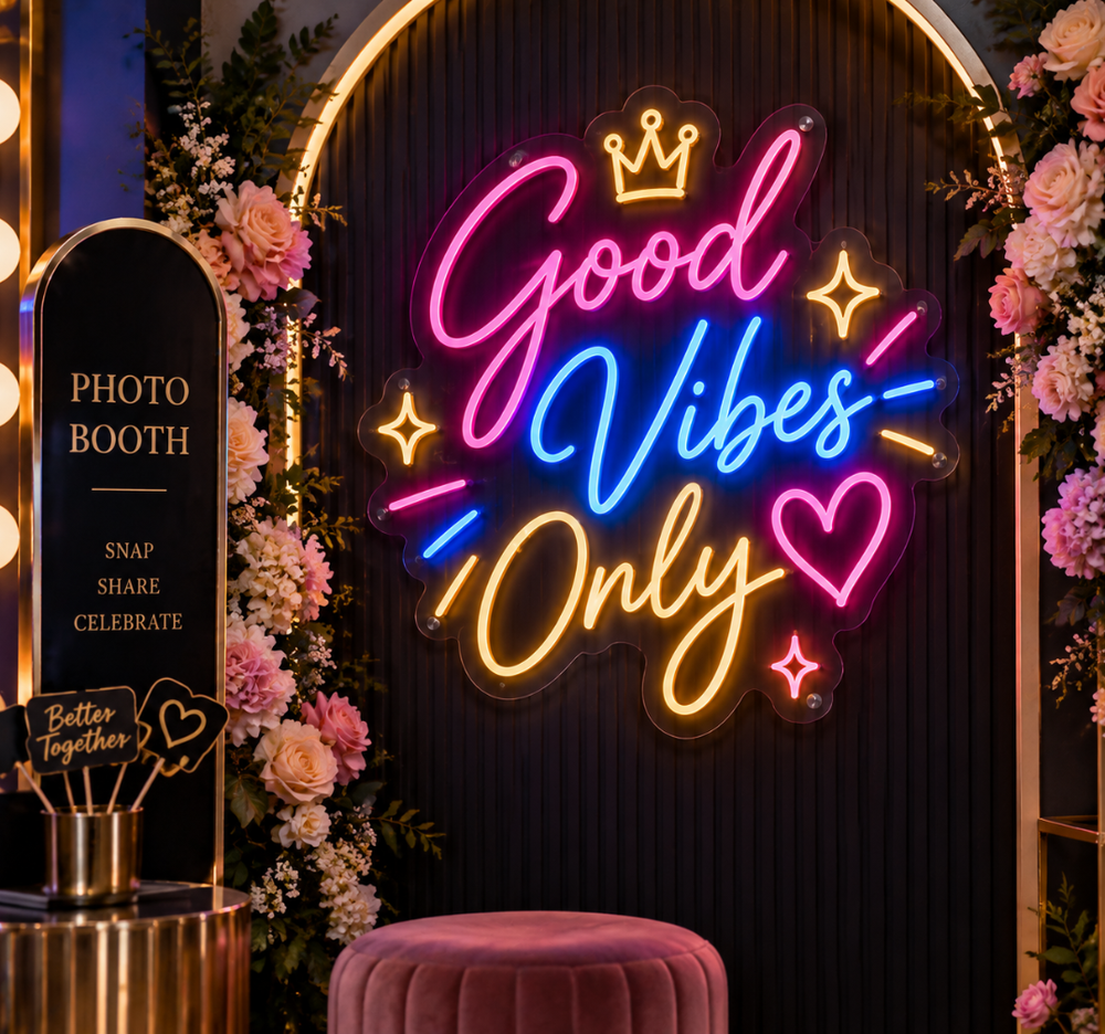 Photo Booth Neon Sign – Modern LED Wall Decor & Event Backdrop Sign