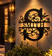 Smith Split Letter Monogram Sign – Black Metal Family Wall Art