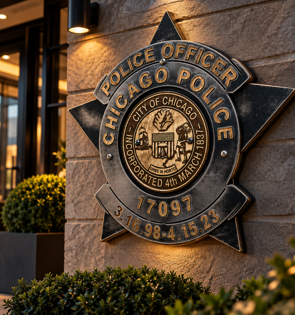 Chicago Police Badge Wall Art – Vintage Style Star Plaque