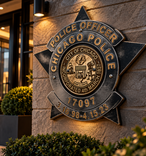 Chicago Police Badge Wall Art – Vintage Style Star Plaque